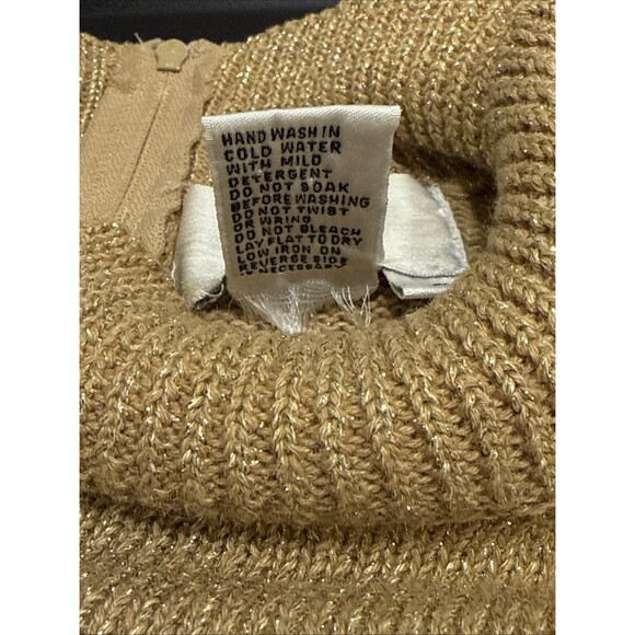 Pronto Moda Sweater Gold Sparkly Shimmer Long Sleeve Size Large - Picture 5 of 5